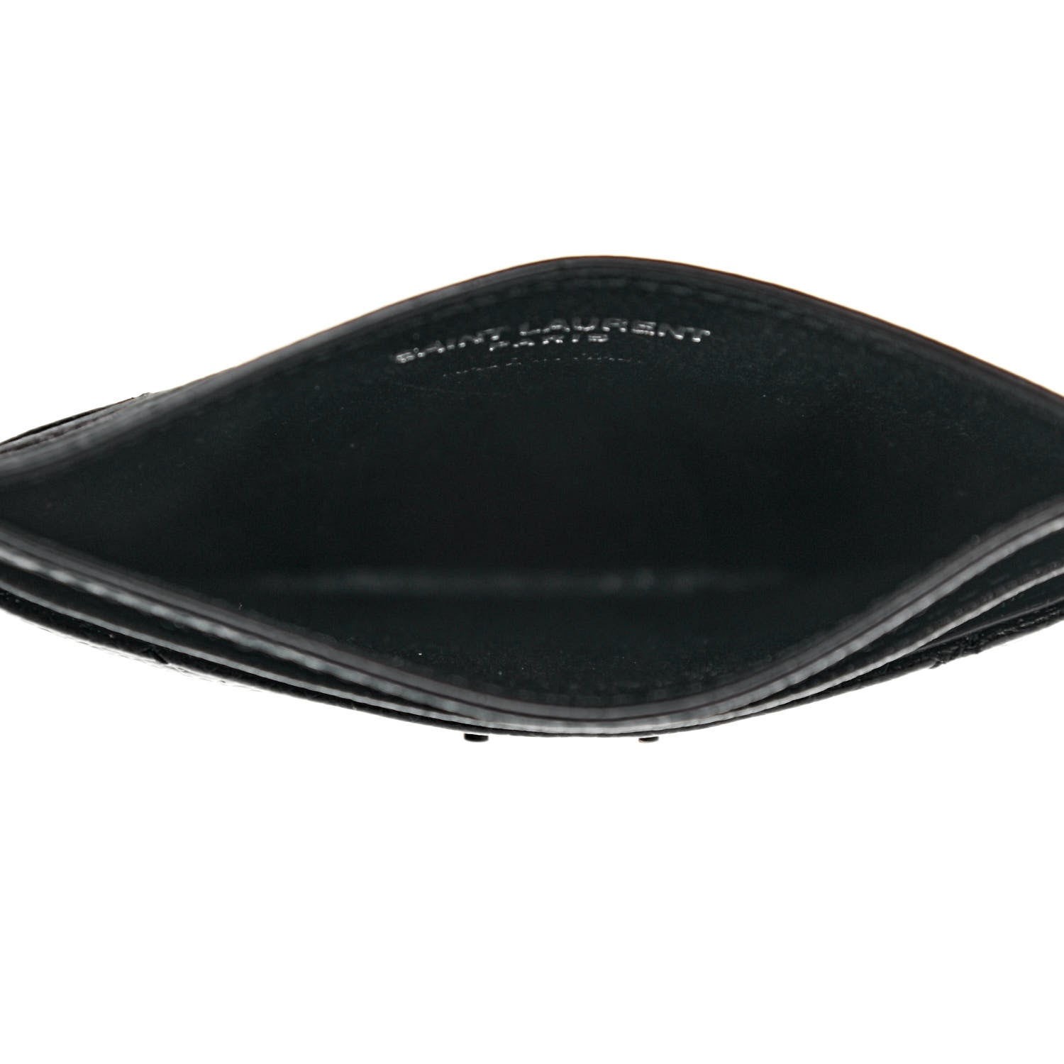 Saint Laurent Grain De Poudre Matelasse Chevron Monogram Credit Card Case Black 5 of 7