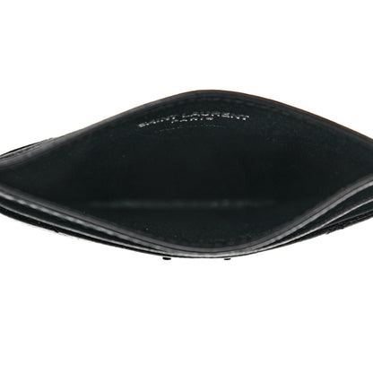 Saint Laurent Grain De Poudre Matelasse Chevron Monogram Credit Card Case Black 5 of 7