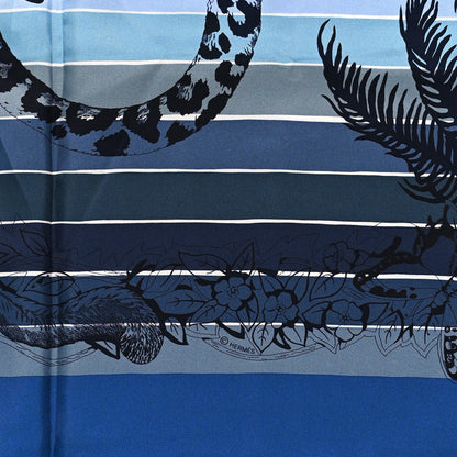 Hermes Silk Jungle Love Rainbow Scarf 90 Bleu Jean Petrole 4 of 5