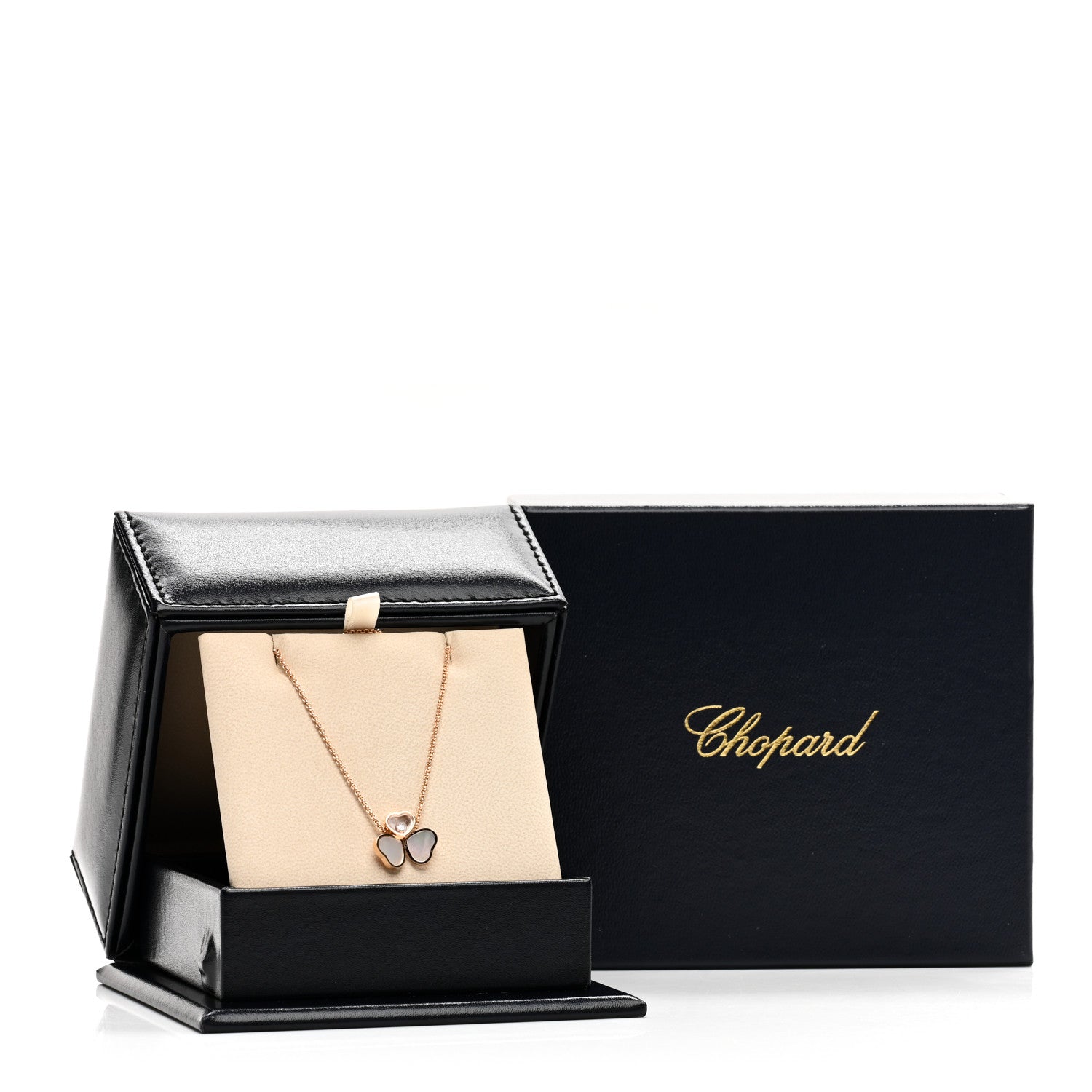 Chopard 18K Rose Gold Diamond Mother of Pearl 3 Happy Hearts Necklace 5 of 5