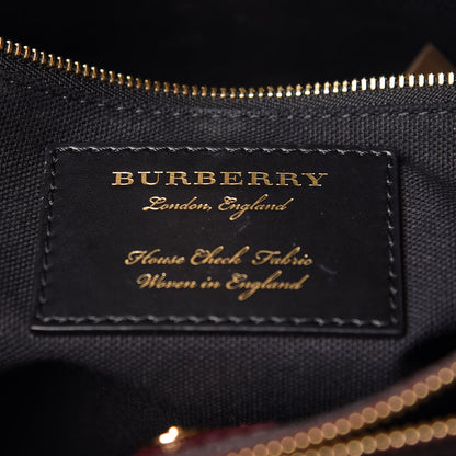 Burberry Grainy Calfskin House Check Medium Banner Tote Mahogany Red 7 of 15