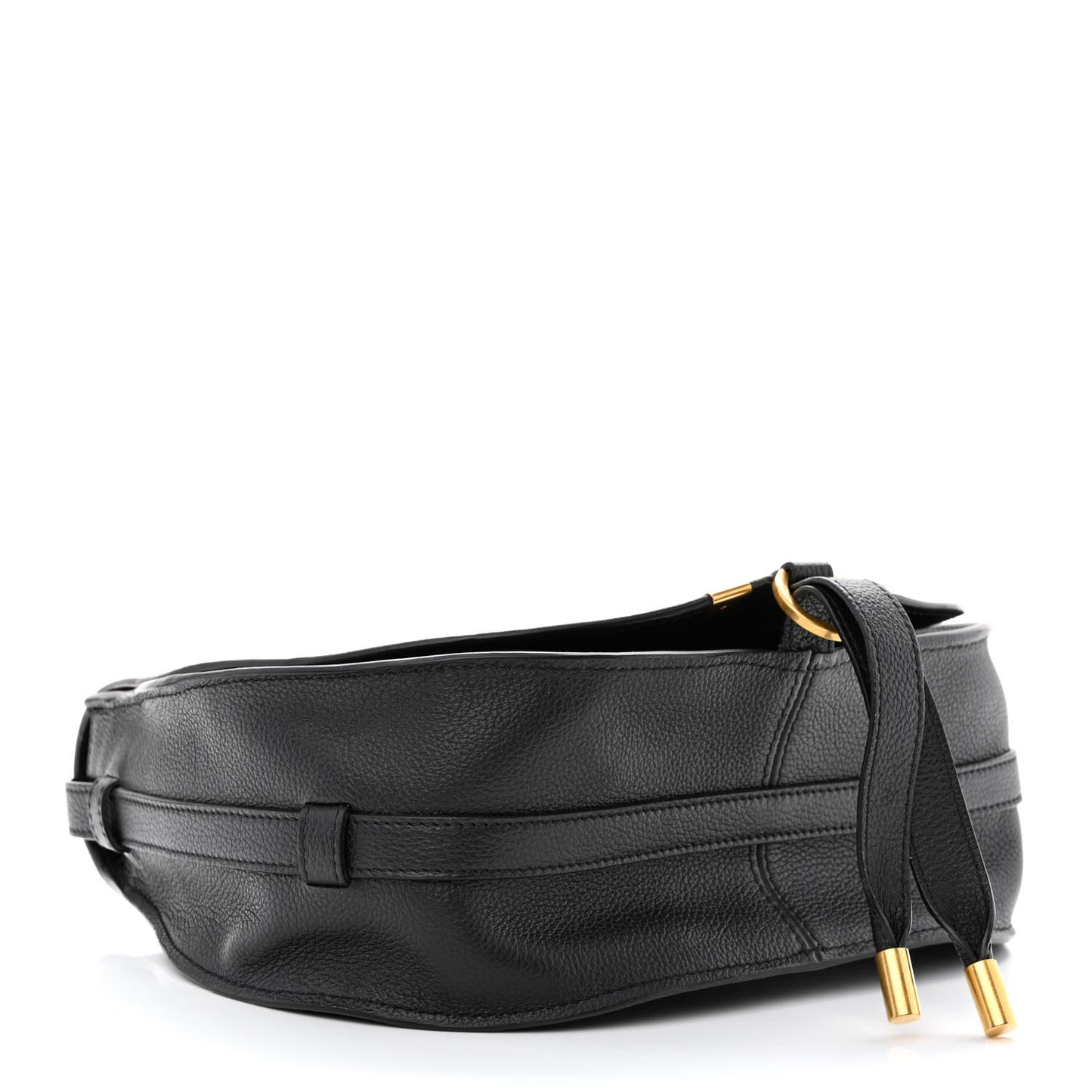 Calfskin Medium Marcie Round Crossbody Bag Black