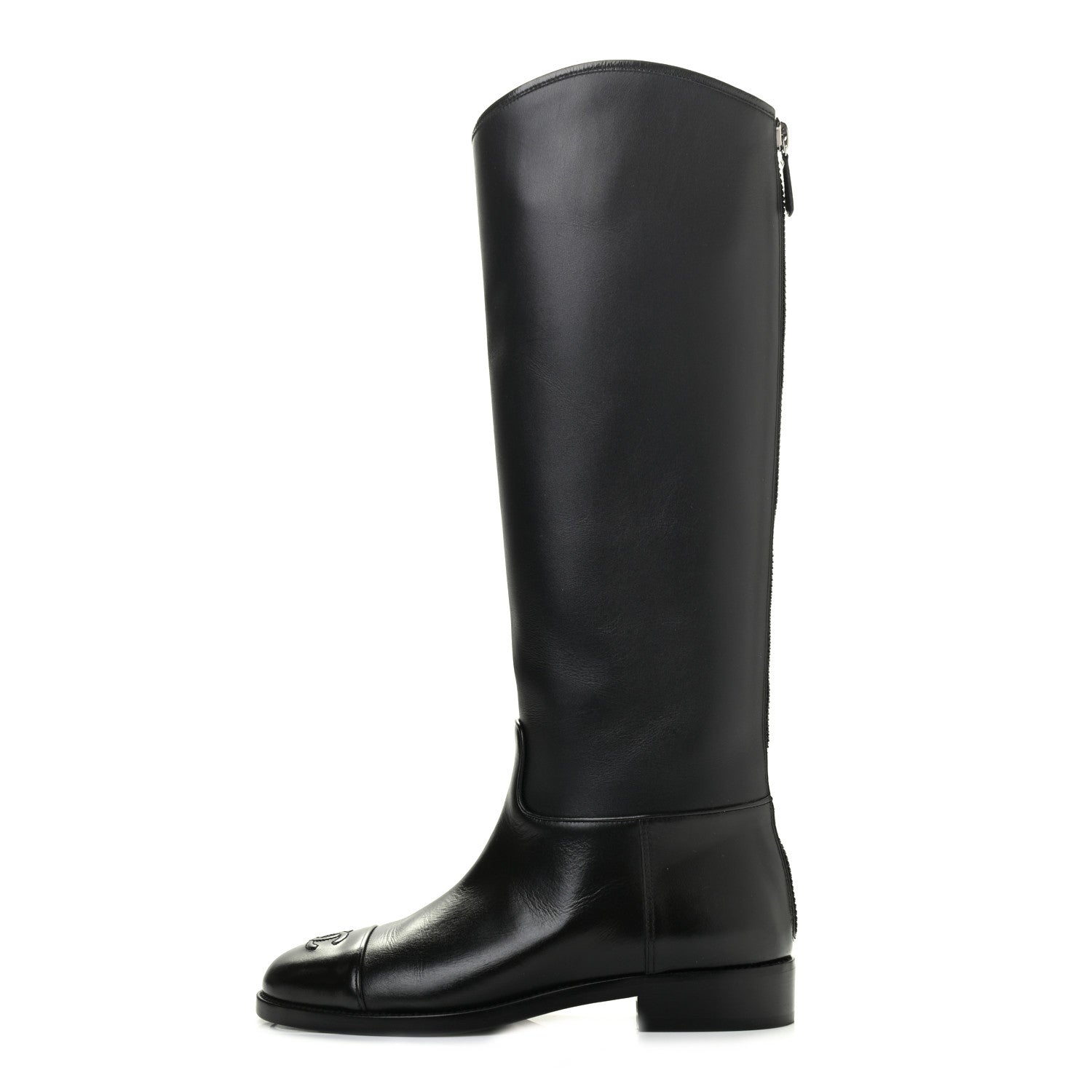 Chanel Calfskin CC High Boots 37.5 Black 1 of 12