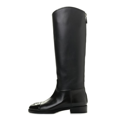 Chanel Calfskin CC High Boots 37.5 Black 1 of 12