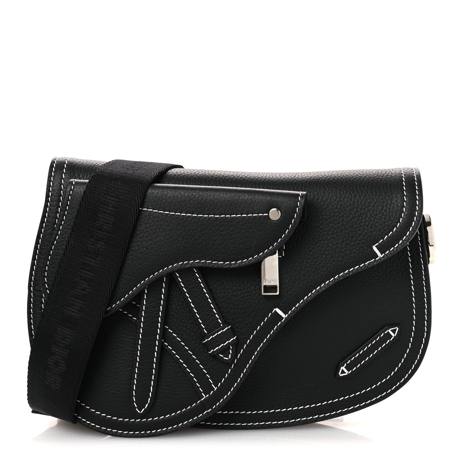 Christian Dior X KAWS Grained Calfskin Saddle Pouch Black 1 of 10