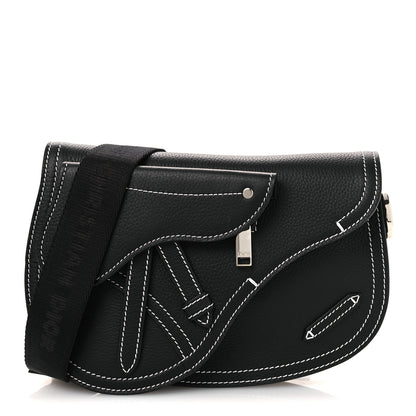 Christian Dior X KAWS Grained Calfskin Saddle Pouch Black 1 of 10