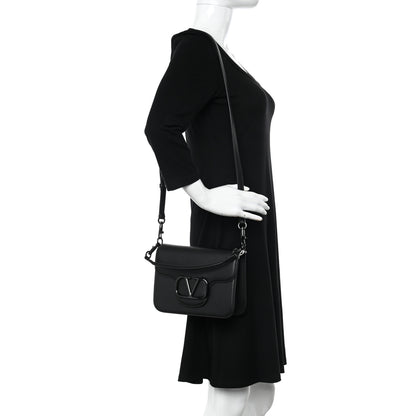 Valentino Garavani Calfskin Monochrome VLogo Loco Flap Shoulder Bag Black 2 of 10
