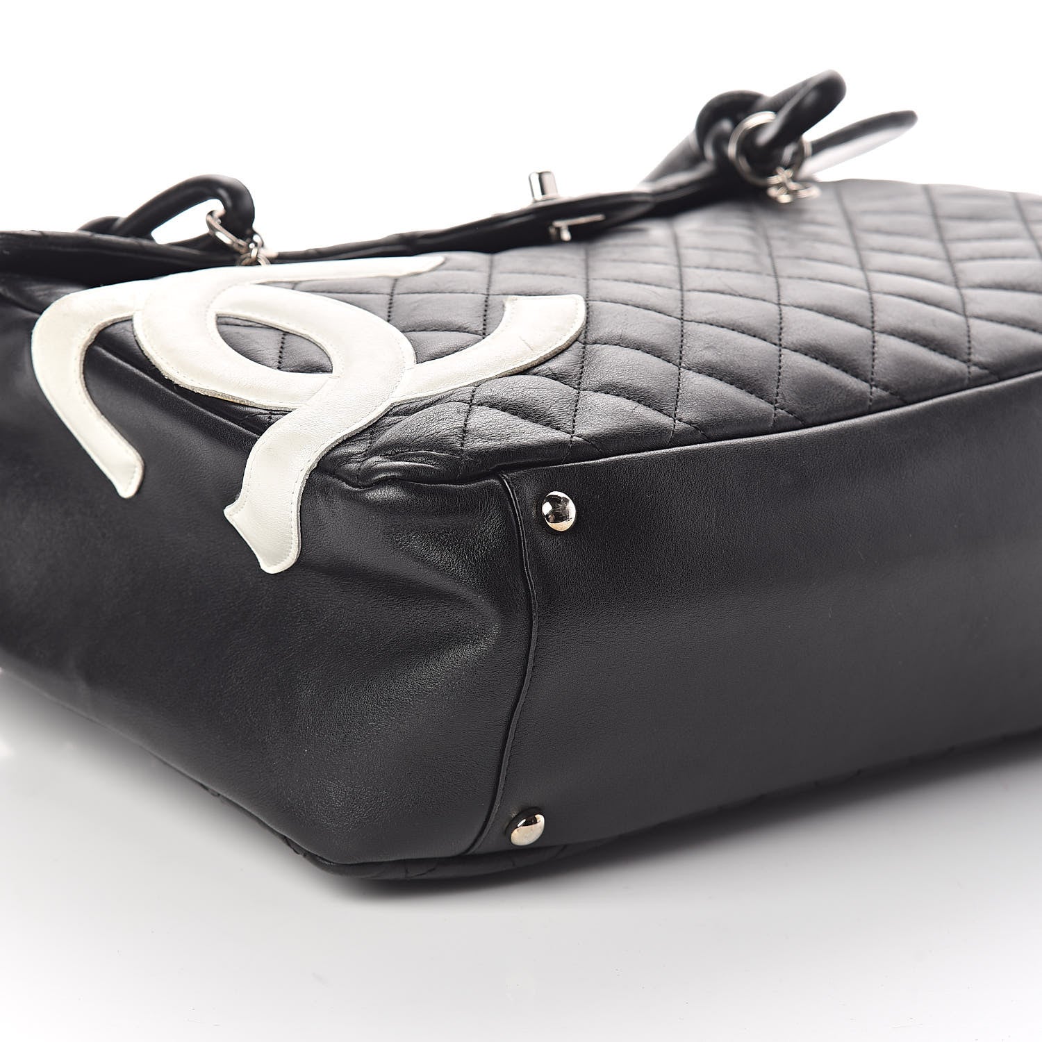 Chanel Calfskin Quilted Large Cambon Flap Black White 10 of 11