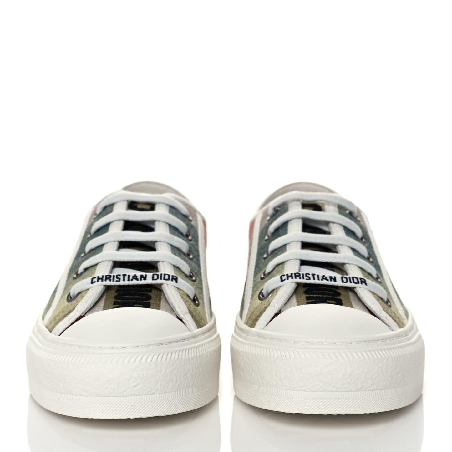 Canvas Dioraura Embroidered Womens Walk'N'Dior Low Top Sneakers 35 Multicolor