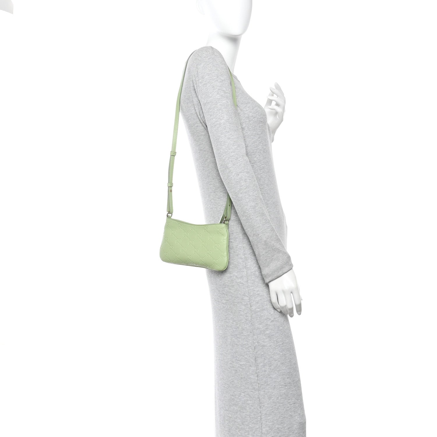 Gucci GG Grainy Calfskin Emblem Super Mini Shoulder Bag Sage Leaf 2 of 10