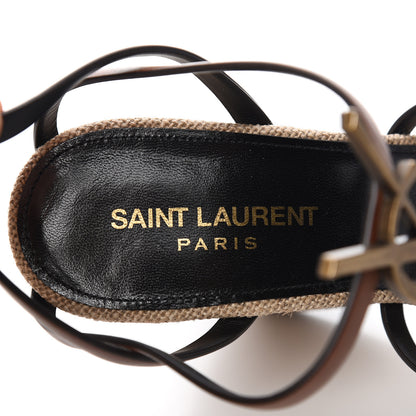 Saint Laurent Calfskin Cassandra Espadrille 105 Wedges 37 Chocolate 7 of 8