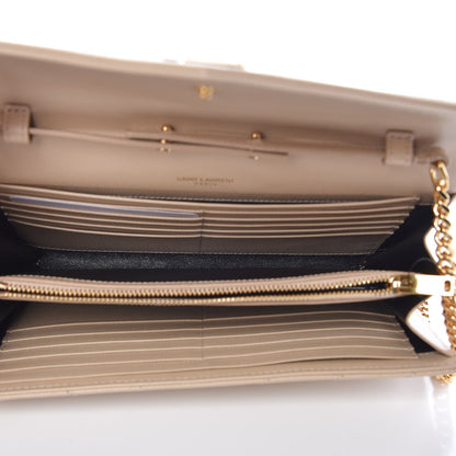 Saint Laurent Grain De Poudre Matelasse Chevron Monogram Chain Wallet Nude Powder 5 of 6