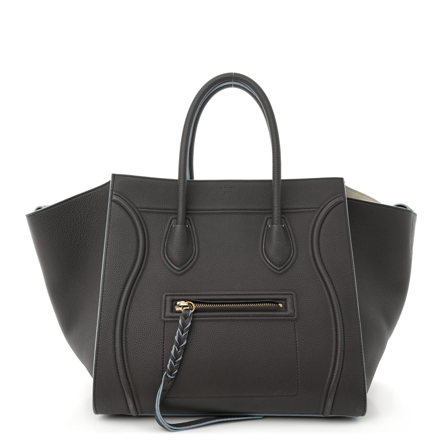 Grained Calfskin Medium Phantom Luggage Grey Blue