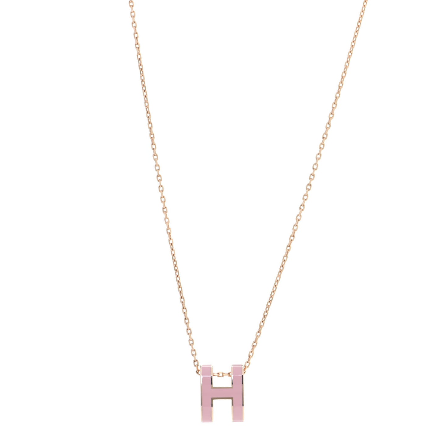 Lacquered Rose Gold Pop H Pendant Necklace Rose Dragee