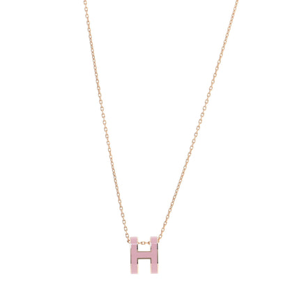 Hermes Lacquered Rose Gold Pop H Pendant Necklace Rose Dragee 1 of 6