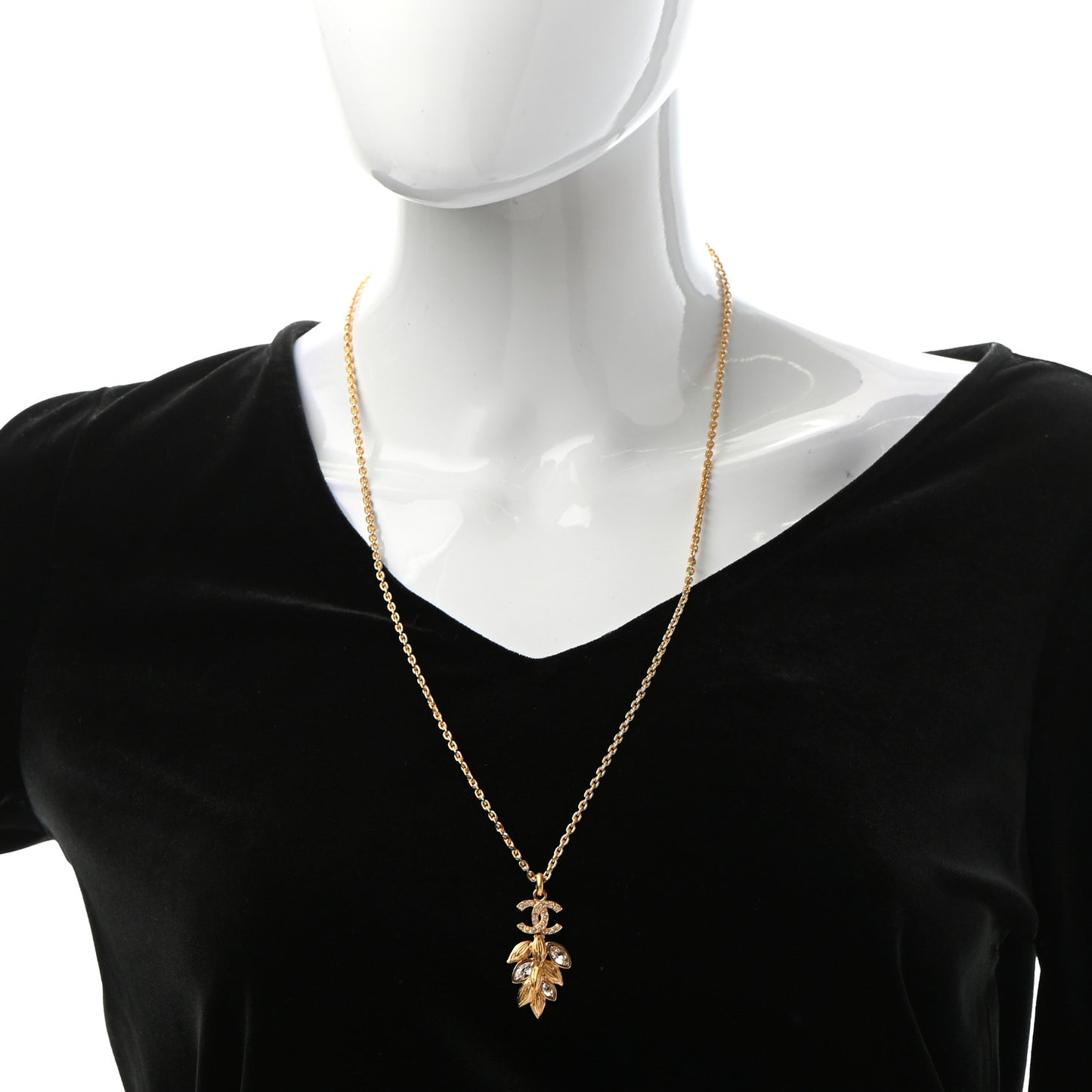 Crystal Sparkling Wheat CC Necklace Gold