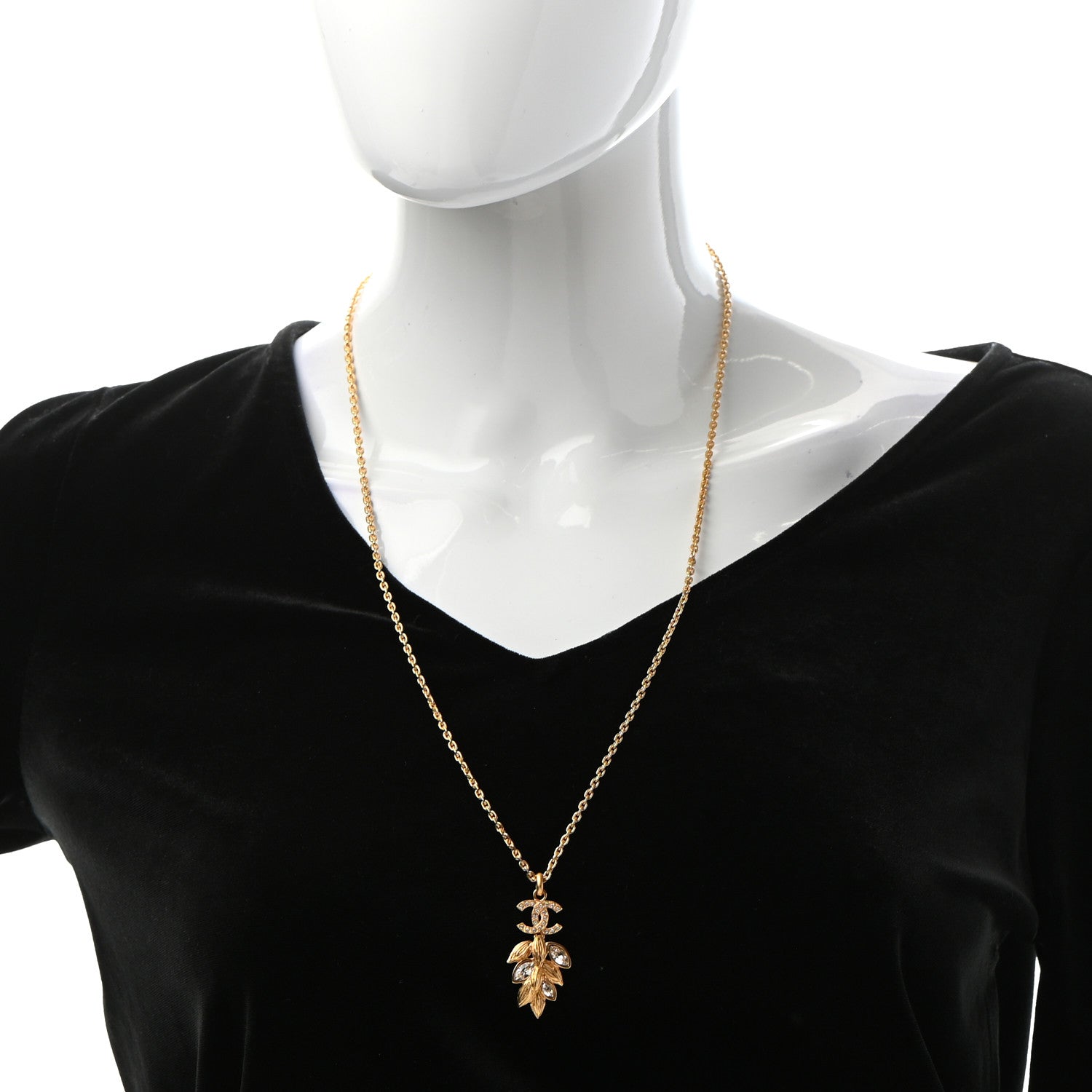 Chanel Crystal Sparkling Wheat CC Necklace Gold 2 of 5