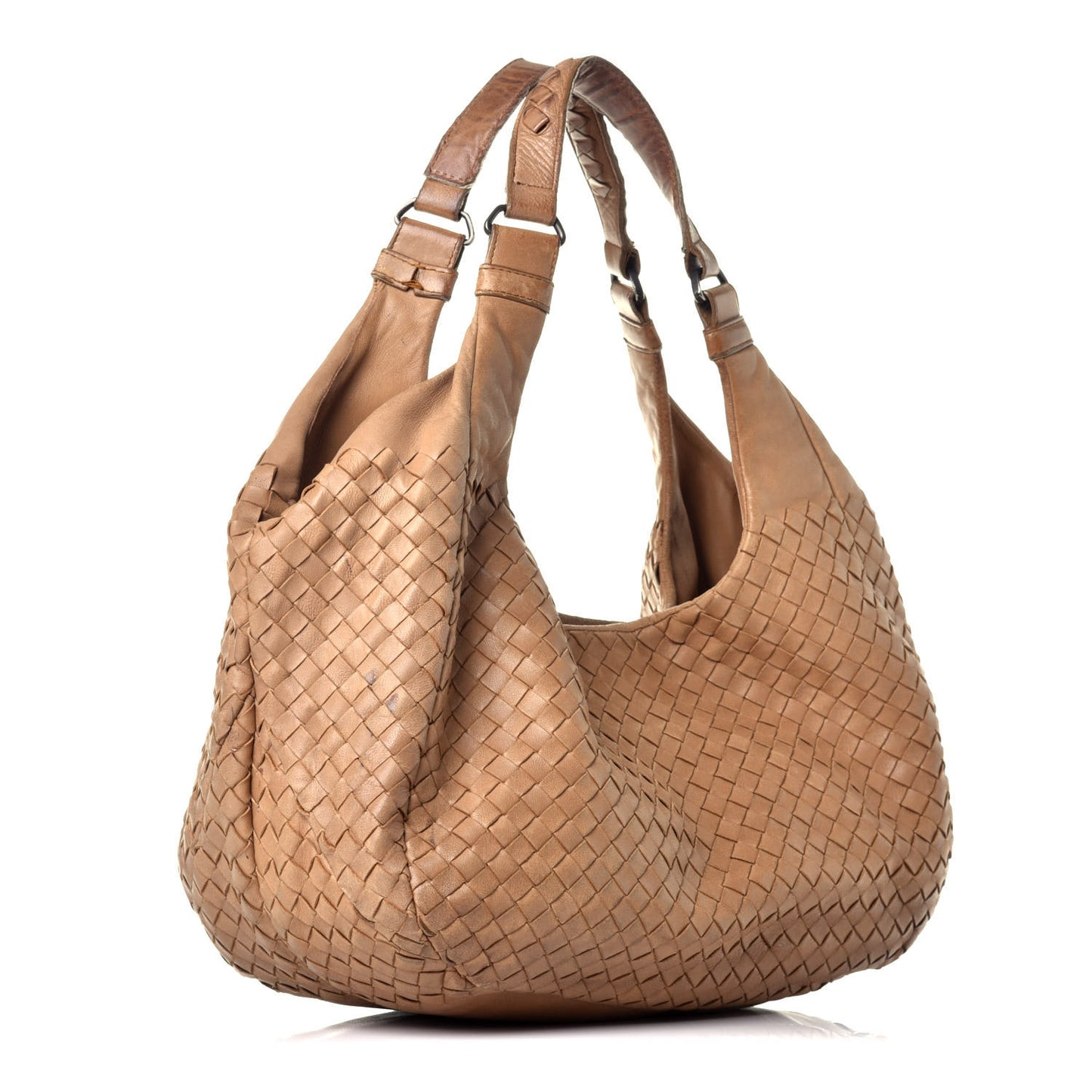 Nappa Intrecciato Medium Campana Hobo Camel