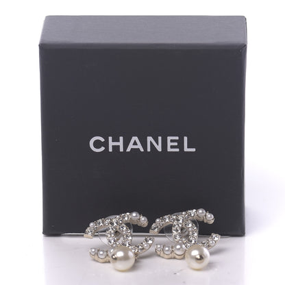 Chanel Crystal Pearl CC Drop Earrings Gold 5 of 5