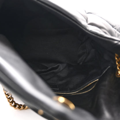 Saint Laurent Lambskin Quilted Medium Loulou Puffer Monogram Chain Satchel Black 5 of 10