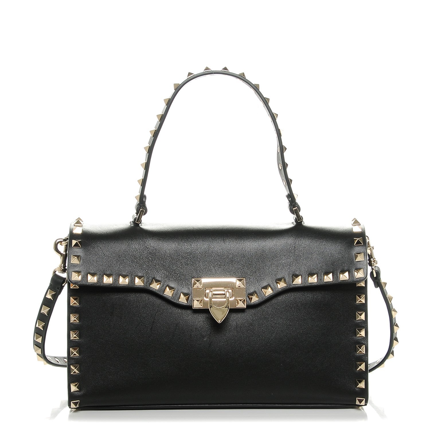 Valentino Garavani Vitello Small Rockstud Single Handle Flap Bag Black 1 of 6