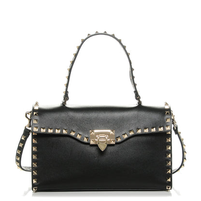 Valentino Garavani Vitello Small Rockstud Single Handle Flap Bag Black 1 of 6