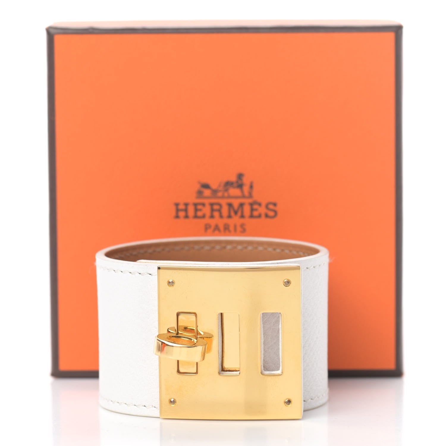 Hermes Epsom Kelly Dog Bracelet White 6 of 6