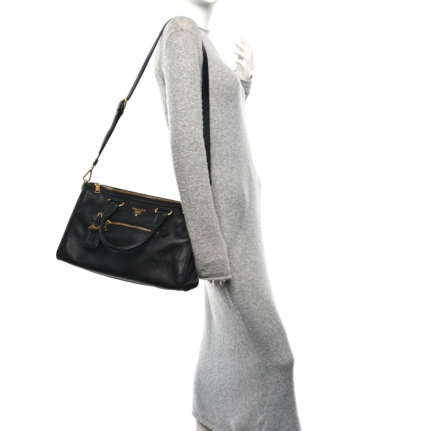 Vitello Daino Shopping Satchel Black