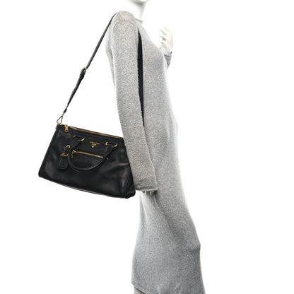 Prada Vitello Daino Shopping Satchel Black 2 of 9