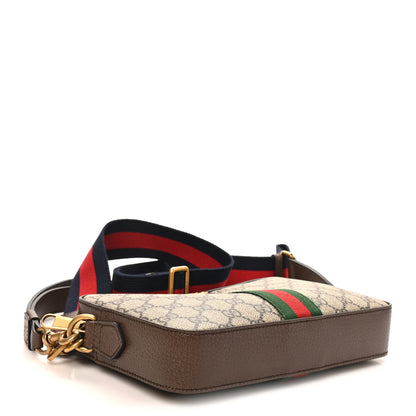 Gucci GG Supreme Monogram Textured Dollar Calfskin Web Ophidia Wristlet Shoulder Bag Beige Ebony New Acero 4 of 11