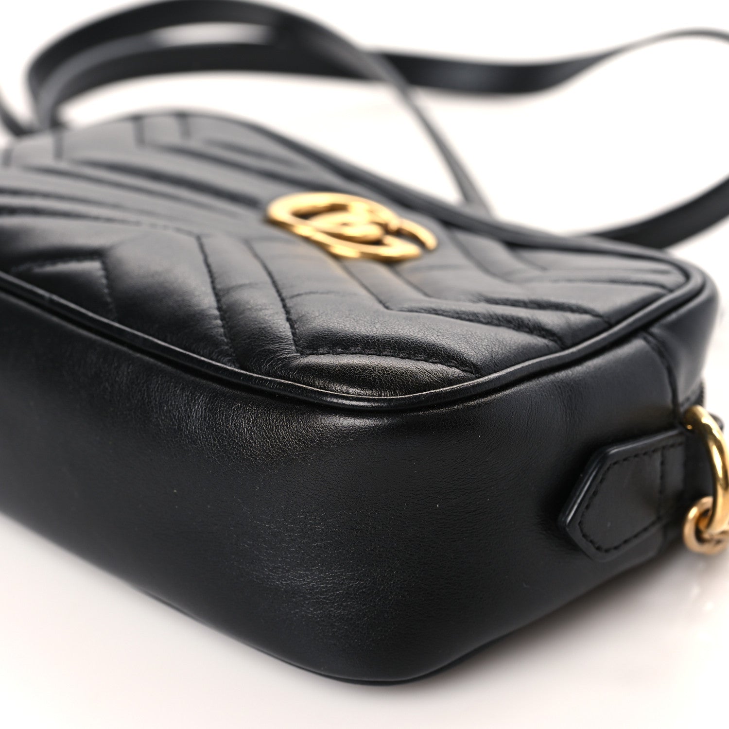 Gucci Calfskin Matelasse Mini GG Marmont Chain Shoulder Bag Black 9 of 9