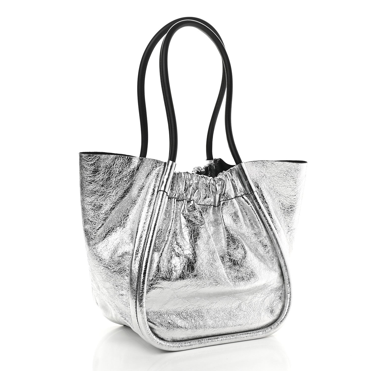 Proenza Schouler Metallic Calfskin Large Ruched Tote Silver 4 of 9