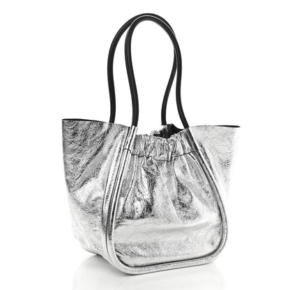Proenza Schouler Metallic Calfskin Large Ruched Tote Silver 4 of 9