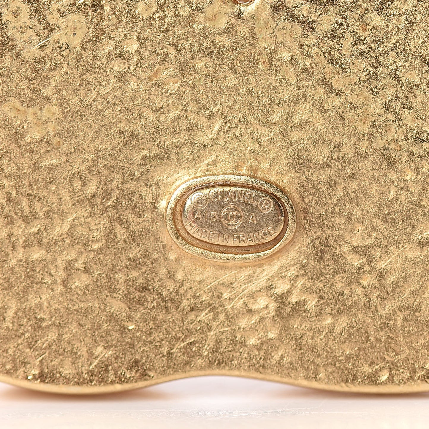 Enamel CC Floral Brooch Gold White
