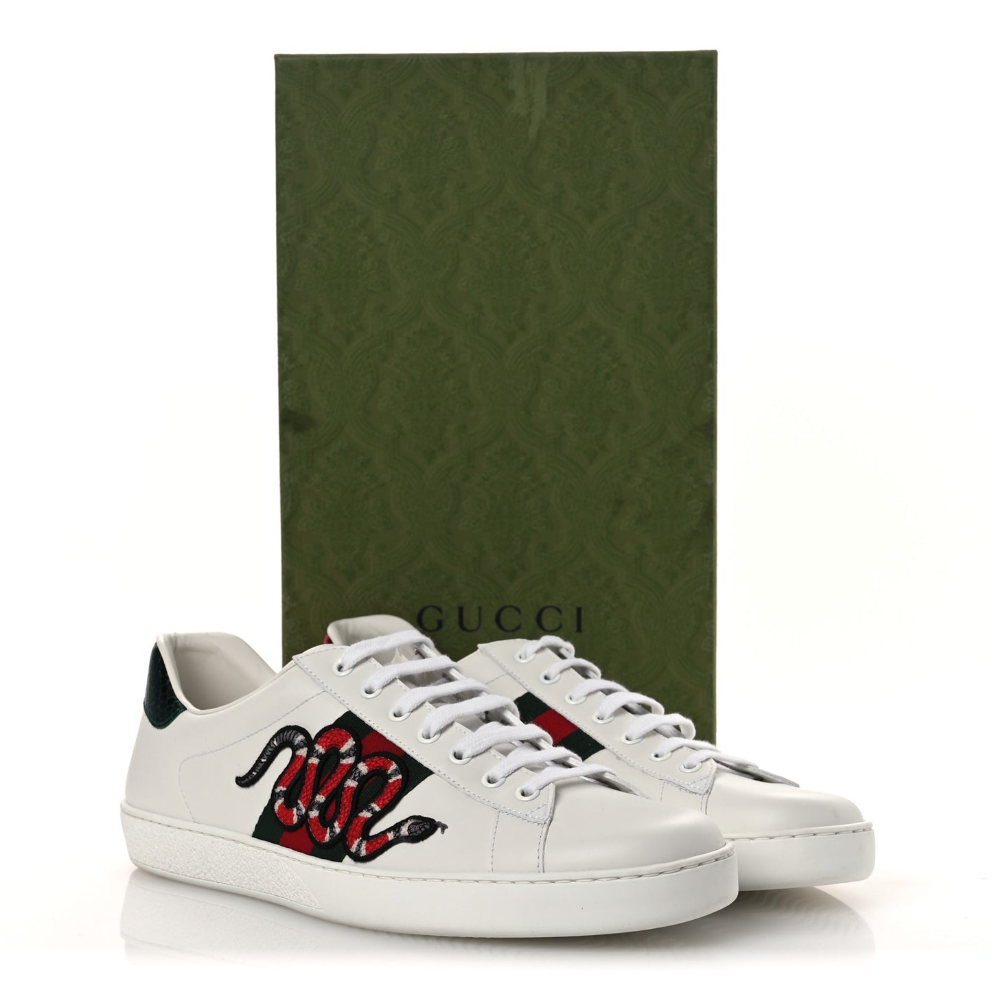 Calfskin Ayers Kingsnake Embroidered Mens Ace Sneakers 11.5 Green Red