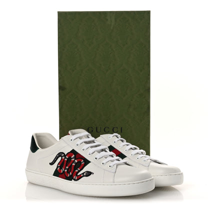 Gucci Calfskin Ayers Kingsnake Embroidered Mens Ace Sneakers 11.5 Green Red 12 of 12
