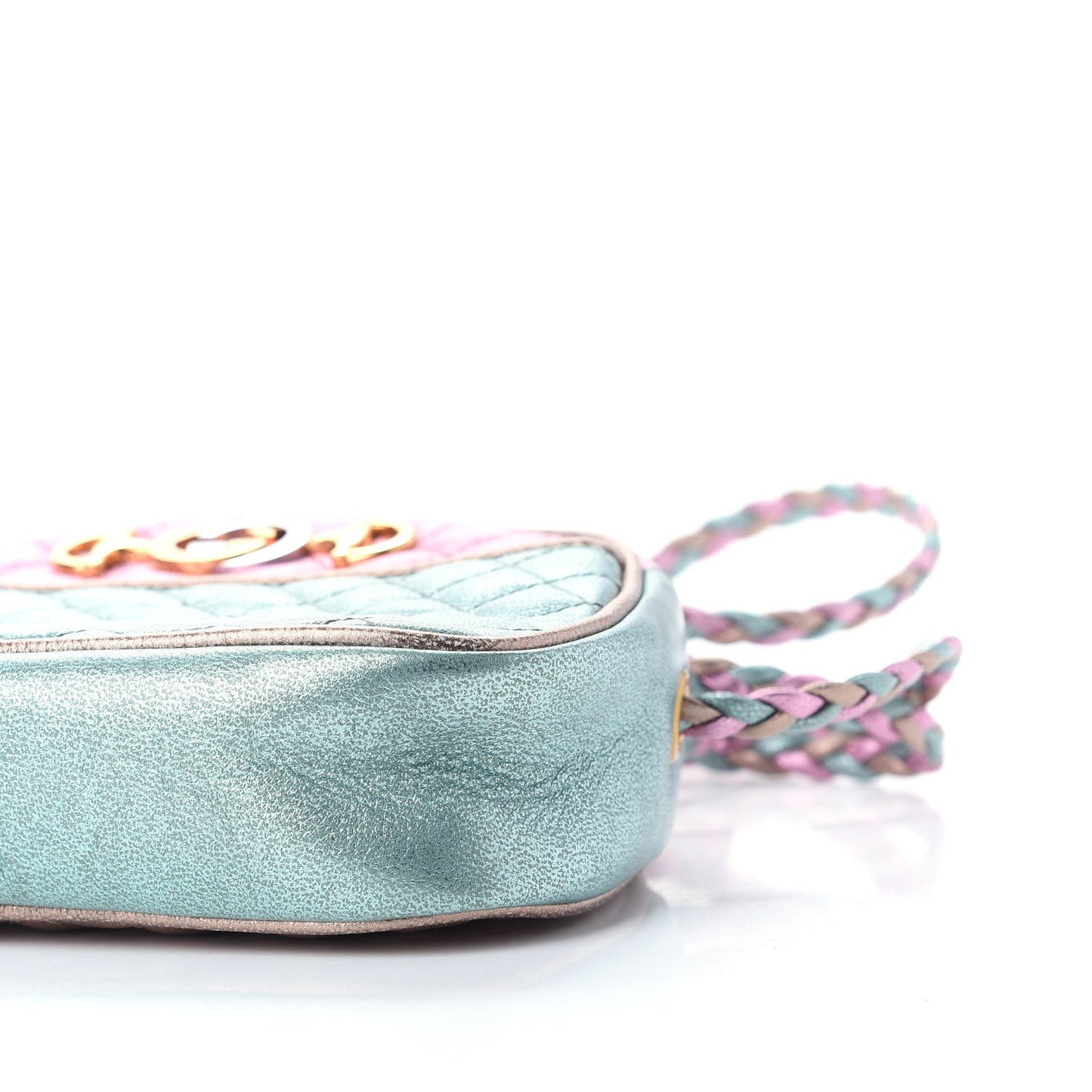 Laminated Nappa Trapuntata Mini Zumi Dome Shoulder Bag Rosa Lago Rame
