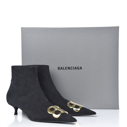 Balenciaga Denim BB Pointy Toe Ankle Booties 38 Black Vintage 8 of 8
