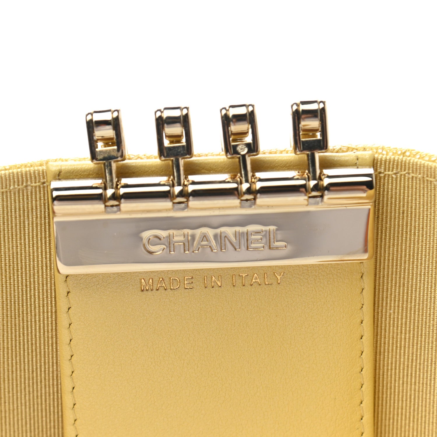Chanel Iridescent Caviar Quilted Classic 4 Key Holder Wallet Yellow 6 of 9
