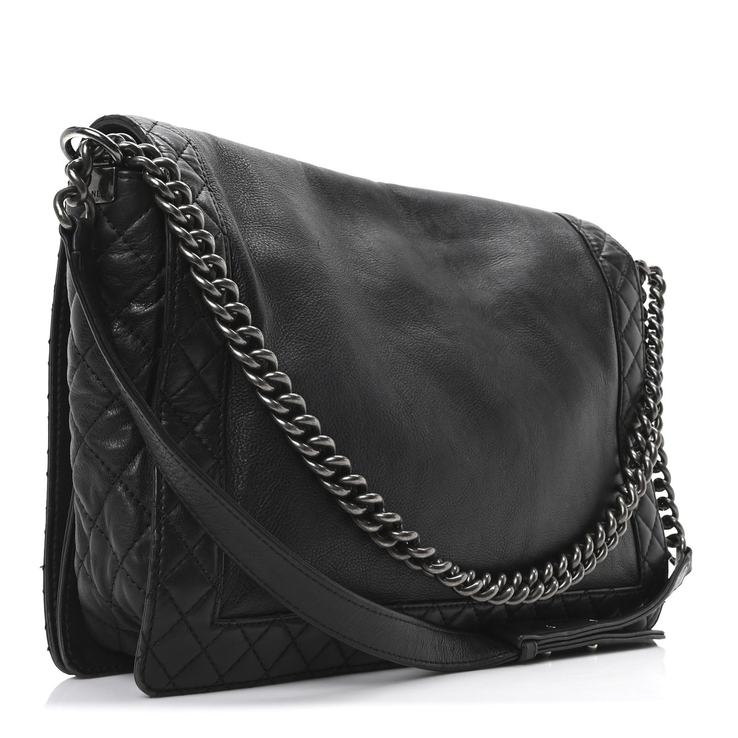 Calfskin Large Boy Reverso Flap Black