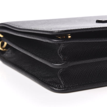 Prada Saffiano Lux Monochrome Chain Wallet Black 8 of 10