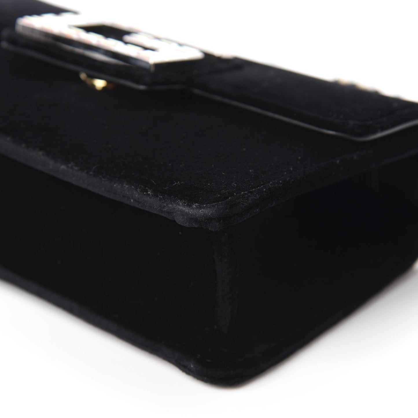 Velvet Crystal Square G Shoulder Bag Black