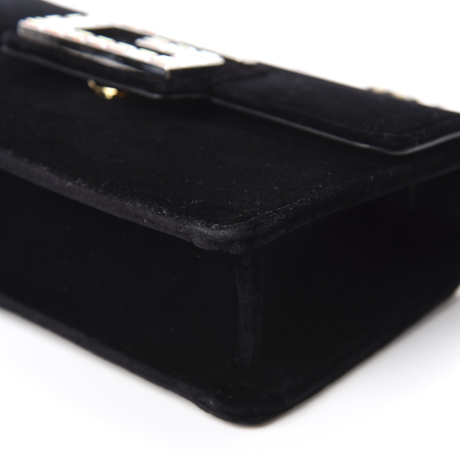 Gucci Velvet Crystal Square G Shoulder Bag Black 7 of 10