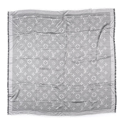 Louis Vuitton Silk Wool Beyond Monogram Shawl Silver 1 of 3