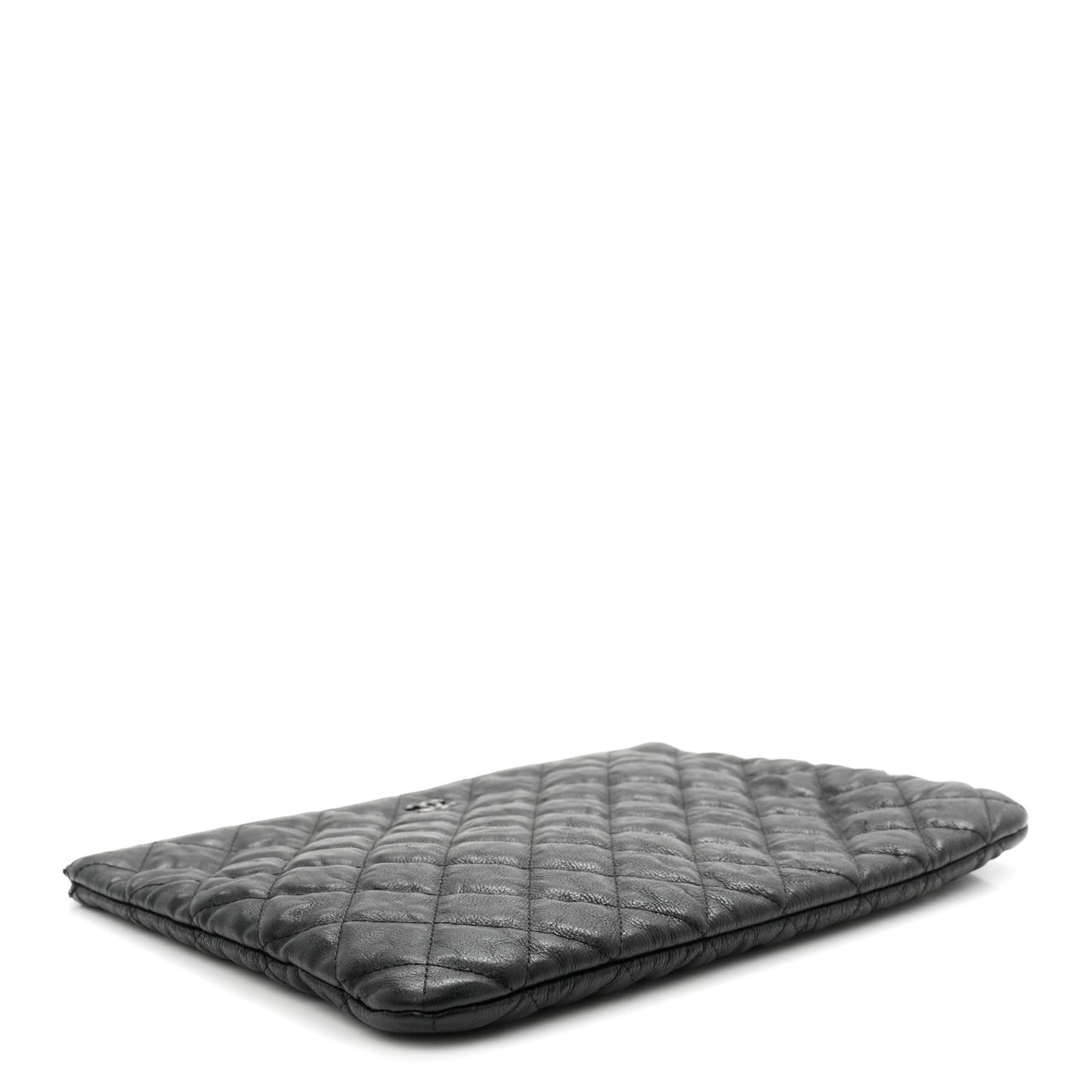 Crumpled Calfskin Quilted Medium Cosmetic Case So Black
