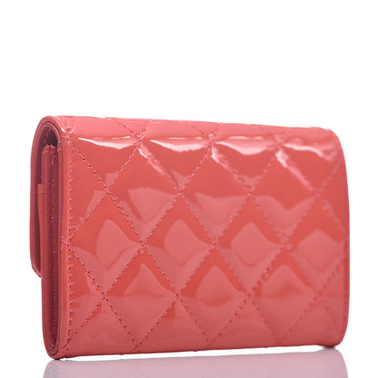 Chanel Patent Quilted Flap Card Holder Dark Pink 3 of 9