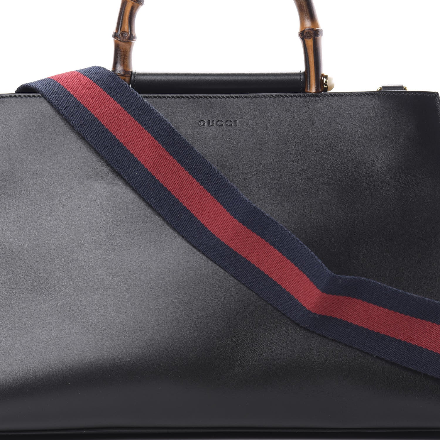 Gucci Nappa Bamboo Web Medium Nymphaea Top Handle Bag Black 9 of 15