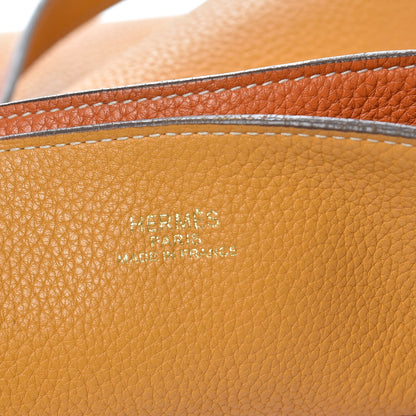 Hermes Taurillon Clemence Double Sens 36 Reversible Tote Orange Curry 9 of 15