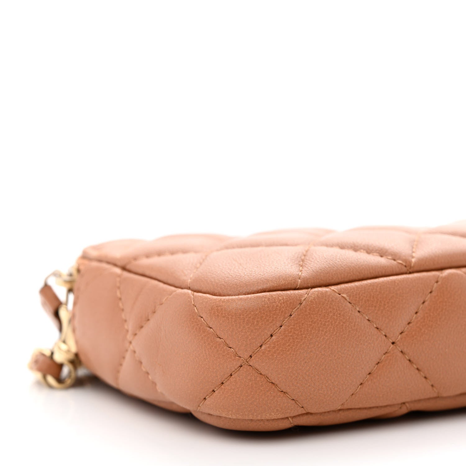 Chanel Lambskin Quilted Small Clutch With Chain Dark Beige 12 of 16