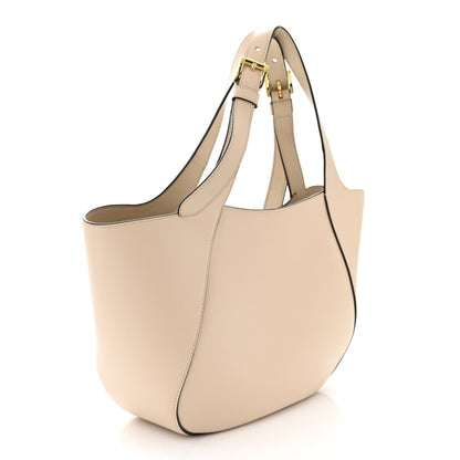 Prada City Calfskin Metal Triangle Logo Tote Travertino 3 of 10
